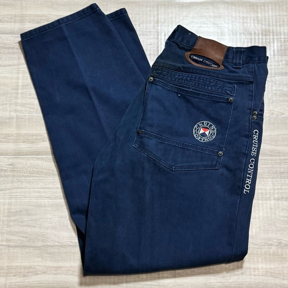 Cruise Control Jeans 32x34 Navy Blue Denim Pants Embroidered Logo Streetwear - Picture 12 of 13